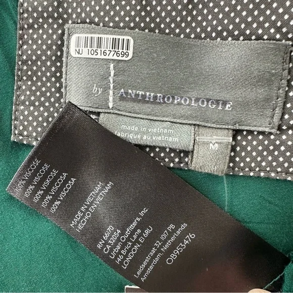 BHLDN Anthropologie Cali Satin Charmeuse MIDI Dress in Dark Emerald M Medium - Picture 9 of 9